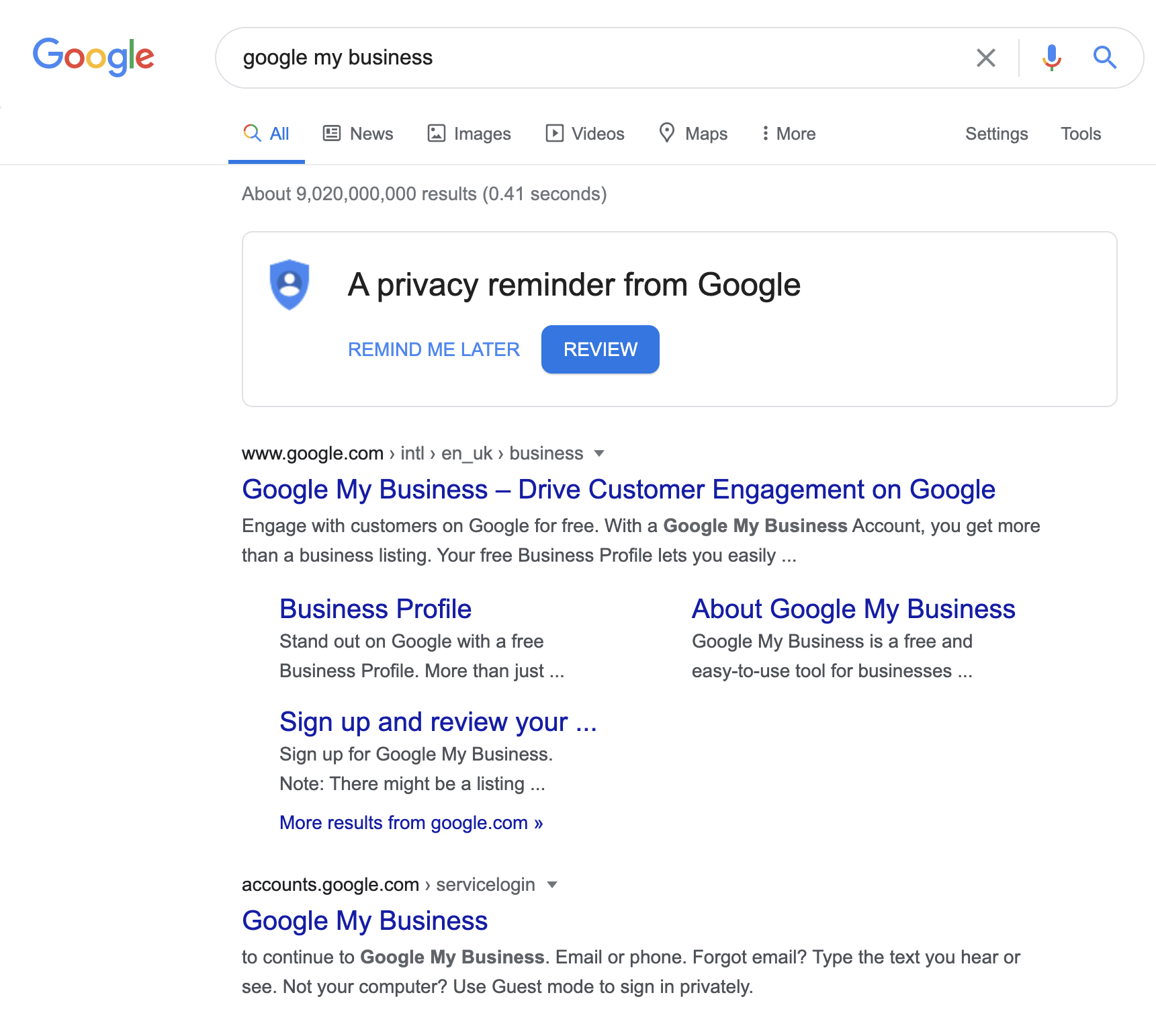 Google My Business Search